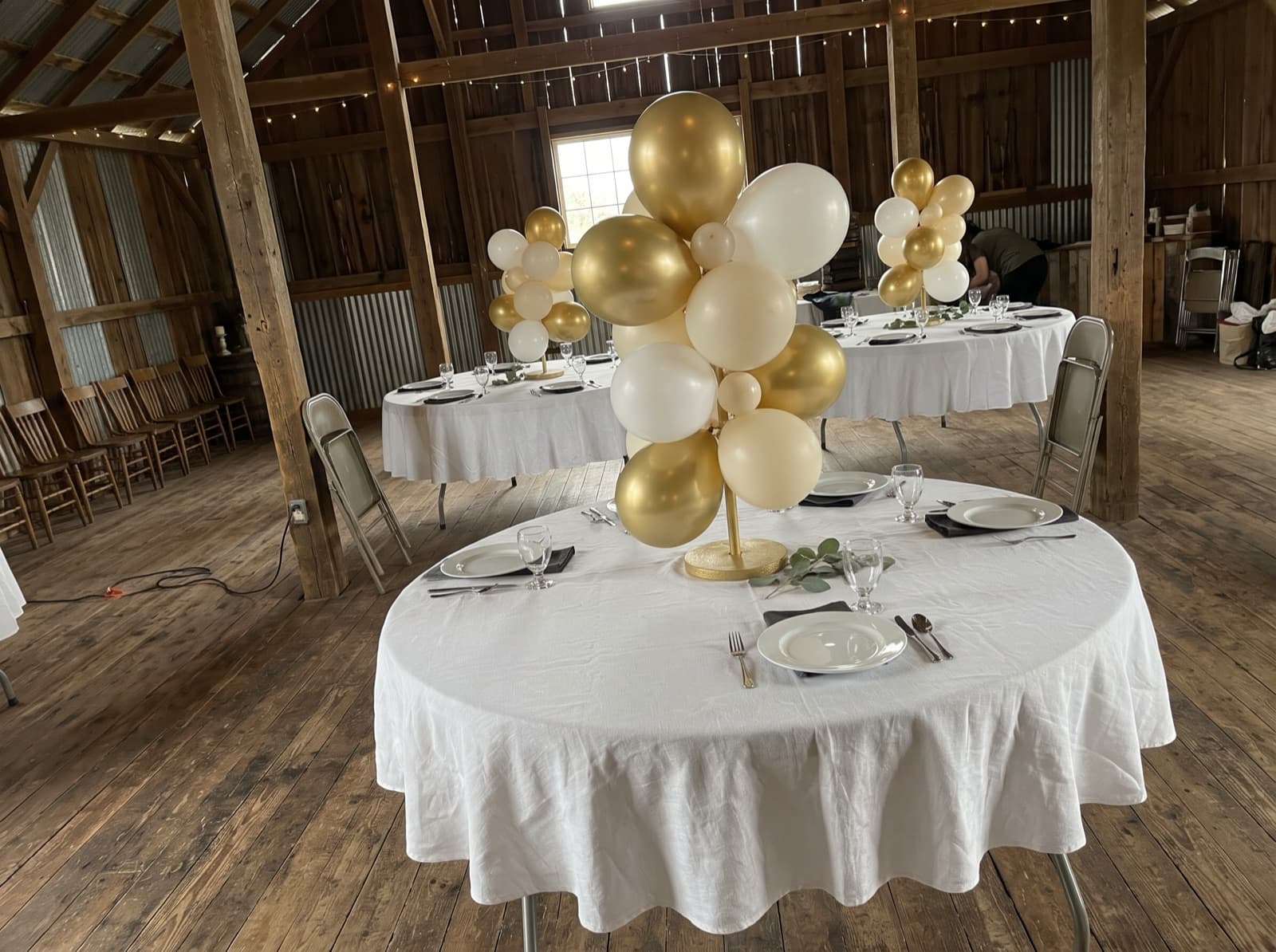 Mini balloon columns as table centerpieces